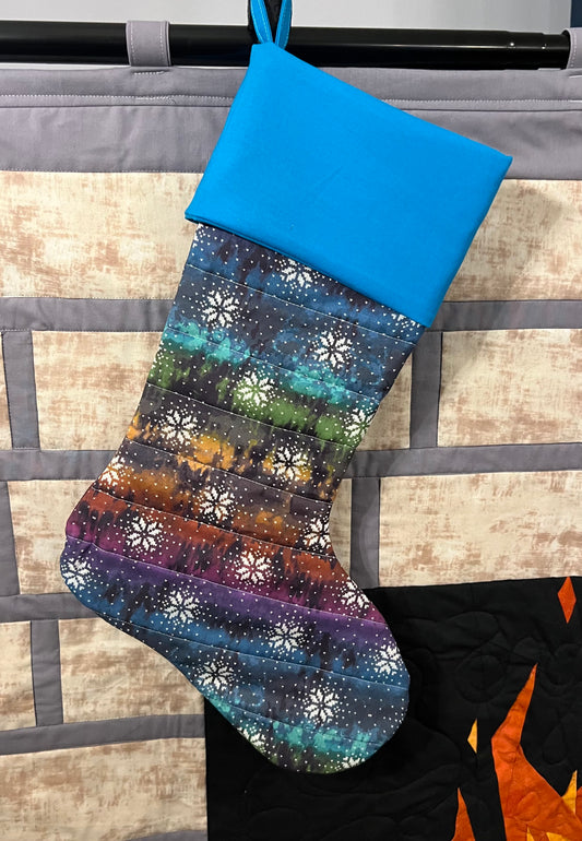 Holiday Stocking - Snowflakes on Rainbow