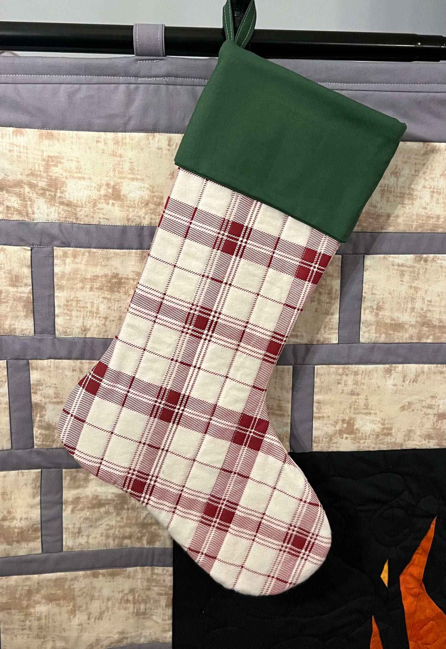 Holiday Stocking - Red Plaid & Green